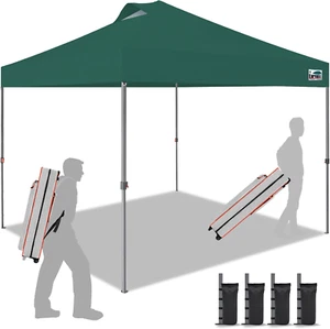 Carpa plegable 10x10ft, una persona, protección solar, 4 bolsas, verde - Picture 1 of 12