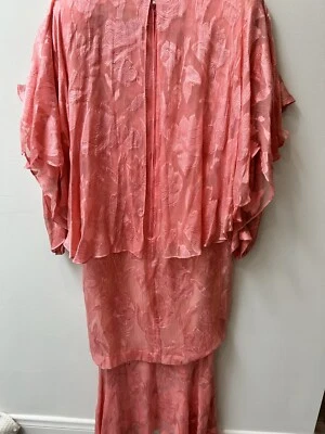 Vestido de seda en salmón marca Dora años 80 vintage ocasiones especiales talla 8 Foto 1 de 4