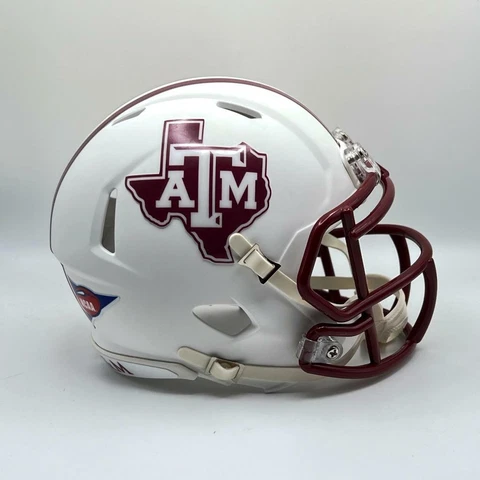 Texas A&M Aggies CUSTOM Concept Matte White State Logo Mini Football Helmet Cover