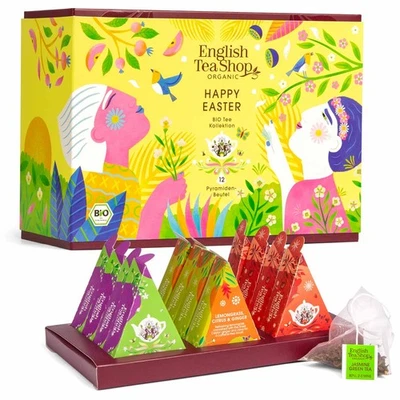 ETS - Teegeschenk zu Ostern "Happy Easter", BIO, 12 Pyramiden Beutel - Bild 1 von 4