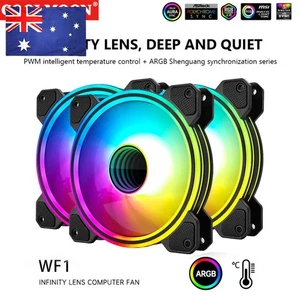 12cm Silent 4Pin PWM 5V 3Pin ARGB Aura Sync PC Case Cooling Fan Black - Zdjęcie 1 z 12