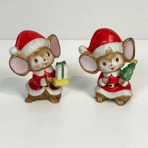 2 Vintage Homco Keramik Weihnachts Mäuse Figuren 70er Jahre - Bild 1 von 8