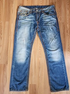 TRUE RELIGION STRAIGHT MENS JEANS - W38 L34 Ricky Bobby - Picture 1 of 23