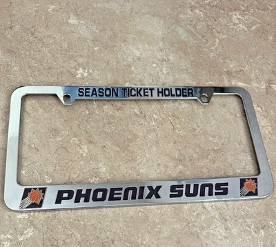 Porta boletos de temporada vintage 1999 NBA Phoenix Suns marco de matrícula cromado Foto 1 de 4