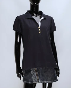 Womens MONCLER Maglia Manica Corta Navy Cotton Short Sleeve Polo Shirt Size XL - Picture 1 of 23