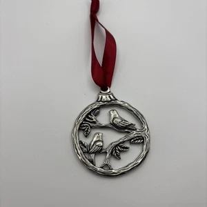 Basic Spirit Zinn Vögel auf Ast Christbaumschmuck Deko Band - Bild 1 von 4