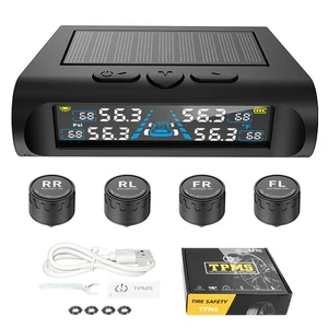 Car Tire Pressure Monitor System Solar TPMS 4 Wheel Real-time Detector Universal - Picture 1 of 8