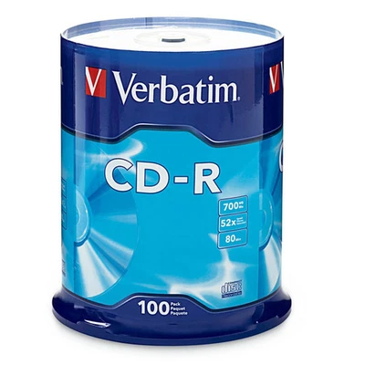 Verbatim CD-R Recordable Media, Spindle, 700MB/80 Minutes, Pack Of 100 - Image 1 of 4