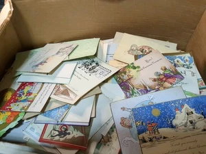 Huge 1920s 1930s Christmas Card Collection Used Unused Fronts Whole Cards 100s - Picture 1 of 17