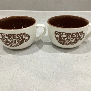 Taza de café Starbucks 12 oz marrón/blanco gráficos 2008 X 2 nueva - Imagen 1 de 6