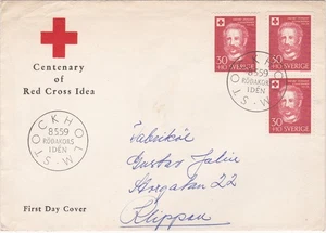 1959 Sweden FDC cover Centenary of Red Cross Idea - Picture 1 of 2