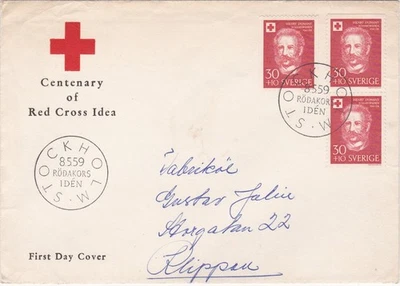 1959 Sweden FDC cover Centenary of Red Cross Idea - Image 1 of 2