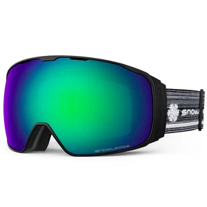 Snowledge Cyclone Matte Black Frame Green Lens Goggles 2 lens - Picture 1 of 2