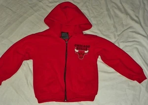 Vintage Boys Girls NBA 1990's CHICAGO BULLS Red HOODIE Hooded JACKET Large 7 - Picture 1 of 6