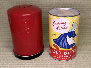Old Dutch Cleanser can & red metal Shaker Sprinkle Can holder unique combination - Picture 1 of 3