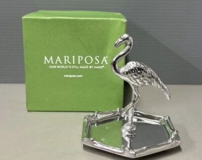 Bandeja metálica tropical de pájaro flamenco con caja - Mariposa artesanal Foto 1 de 4