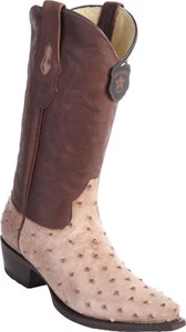 LOS ALTOS GENUINE MOKA FULL QUILL OSTRICH SNIP TOE WESTERN COWBOY BOOT EE+  - Imagen 1 de 2