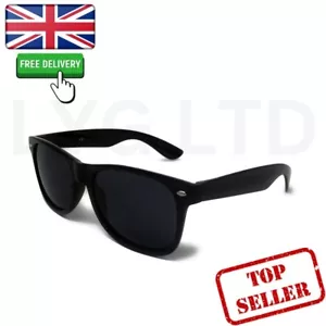 Classic BLACK Sunglasses Lens Mens Ladies 80s Womens Retro Vintage Fashion UV400 - Picture 1 of 4