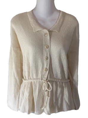 Cárdigan Suéter Vintage Talla Mediana Grande LINO por Angelheart Jeanne Engelhart Foto 1 de 4