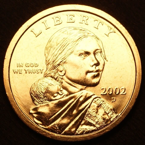 2002 D Sacagawea Dollar ~ With Eagle in Flight Reverse ~CHBU from Roll Cover