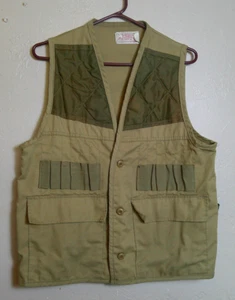 Vintage SafTbak Hunting Vest Jim "Catfish" Hunter Khaki Buttons Medium Large - Picture 1 of 6