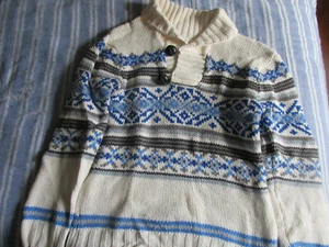 VGUC TCP Size S(5-6) Cream/Blue/Gray Top Button Sweater - Picture 1 of 3