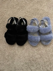 Correa Doble Ugg Oh Yeah Slide Talla 8 2 Pares Color Negro y Púrpura Claro Sin Caja - Imagen 1 de 4