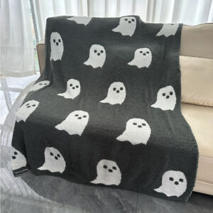 Reversible Super Soft Flannel Blanket Halloween Ghost Couch Sofa Bed Blankets