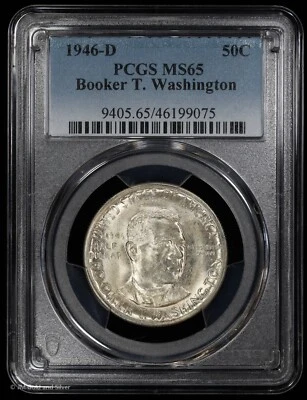 1946 D 50c Booker T. Washington Commemorative Half Dollar PCGS MS 65 | Unc BU - Image 1 of 4