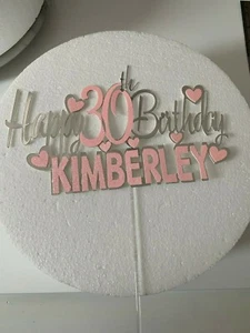 TARJETA PLATEADA NO COMESTIBLE CARTEL PERSONALIZADO TOPPER SIGNO DE FELIZ CUMPLEAÑOS - Imagen 1 de 4