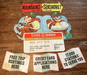 Org 1960s LARGE Cities Service Bay Window Posters Signs Eager Beaver Credit Card - Picture 1 of 24
