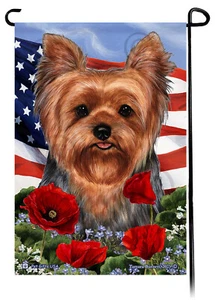Bandera de jardín de flores patrióticas - Abrigo natural Yorkshire Terrier Yorkie #2 - Imagen 1 de 1