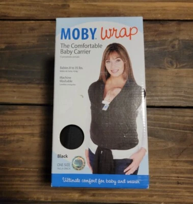 Moby Wrap Sling Soft Baby Carrier 100% Cotton Wrap Hands Free Sling BLACK - Image 1 of 4