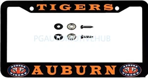 License Plate Frame Black Stainless Steel Vinyl Lettering for AUBURN1 TIGERS - Picture 1 of 3