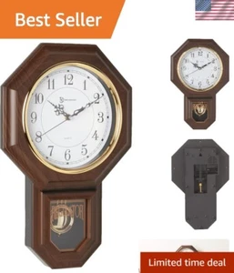 Hexagonal Wood Pendulum Clock with Hourly Westminster Chime - 20.5" Height - Picture 1 of 6