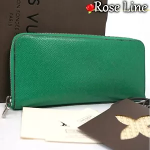 LOUIS VUITTON Taiga Zippy Wallet Vertical Long Wallet Green M32835 LV Auth - Picture 1 of 15