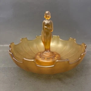 Art Deco Centerpiece Schweig Muller Glass Lady Float bowl set -Flower frog - Picture 1 of 12