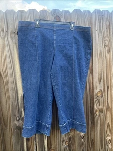 Soft Surroundings Women's Plus 3X Crop Wide Leg Stretch Waist Pull On Denim jean - Picture 1 of 8
