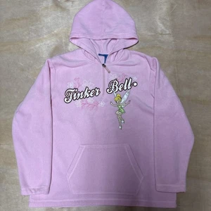 Disney Tinker Bell Y2K Pullover Quarter Zip Sweatshirt Women’s Size Large Pink - Picture 1 of 16