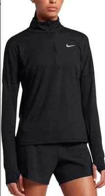 Nuevo con etiquetas Camiseta para correr Nike Dri-Fit Element media cremallera negra mediana CU3220-010 para mujer Foto 1 de 2