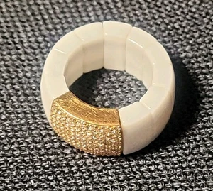 Roberto Demeglio 18 K Yellow Gold - 98 White Diamonds & Porcelain Flex Ring - Picture 1 of 4