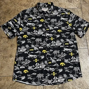 Iowa Hawkeyes Reyn Spooner Hawaiian Shirt Men 2XL Black AOP - Picture 1 of 5