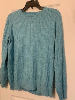 Kim Rogers Women's Sweater Size L TURQUOISE Ribbed Crewneck Pullover Classic - Image 1 of 4