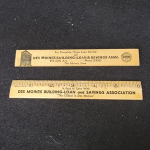 VINTAGE DES MOINES GEBÄUDE - Darlehen und SPARVEREIN WERBUNG 6" Lineal - Bild 1 von 10