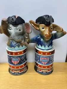 Jim Beam Sammlerstück Dekanter Set 1976 Esel Demokrat Elefant Republikaner LEER - Bild 1 von 7