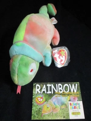 1999 RAINBOW Hood & Tongue Beanie Baby 10" Ty Tag & 1999 TY BBOC Series II 4037 - Image 1 of 4