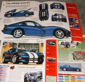 1998 DODGE VIPER GTS SPEC INFO POSTER ORIGINAL BROCHURE AD 98 BLUE - Picture 1 of 1