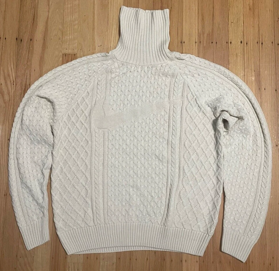 Nike Life Cable Knit Turtleneck Mens Size Extra Small FB7770-072 Wool-Polyester