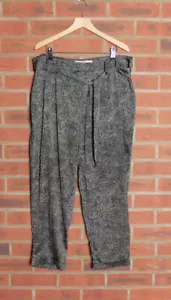 Clements Ribeiro Portobello Cropped Silky Patterned Black Trousers Size XL - Picture 1 of 12