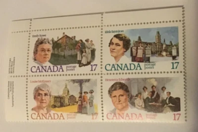 Canada Scott 879-882 17¢ 879 880 881 882 Canadian Feminists  MNH corner block - Image 1 of 3
